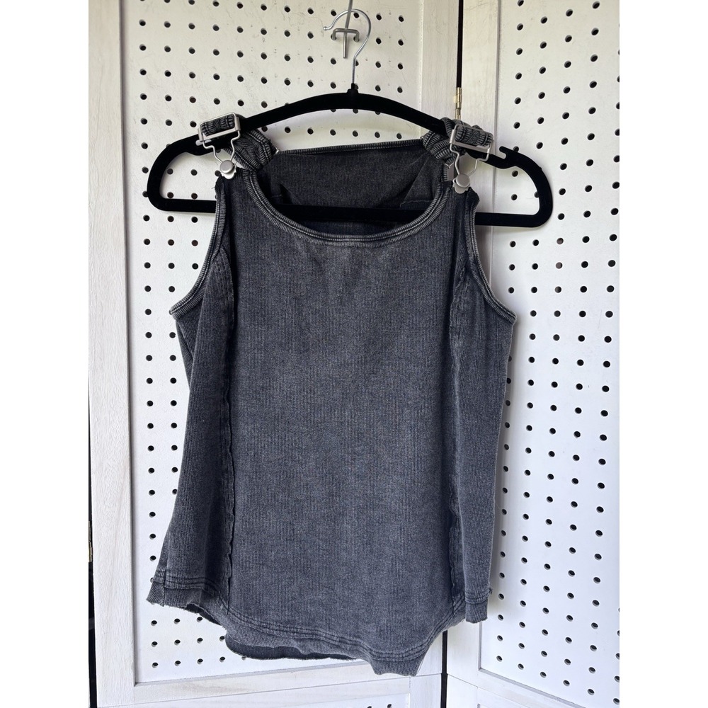 SHEIN Large‎ Black Buckle Shoulder Straps Tank Top Women's Cotton Spandex